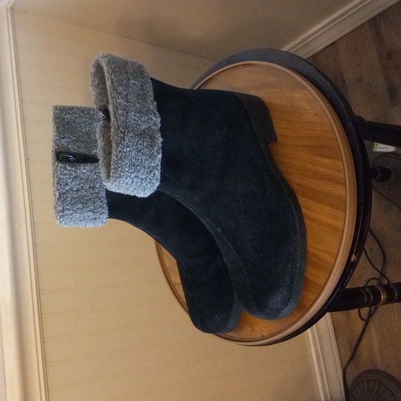 Talbots Shoes - 8. Talbots grey black leather suede boots